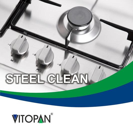 VITOPAN Steel Clean (Pack of 12) - Close up of stainless steel hob